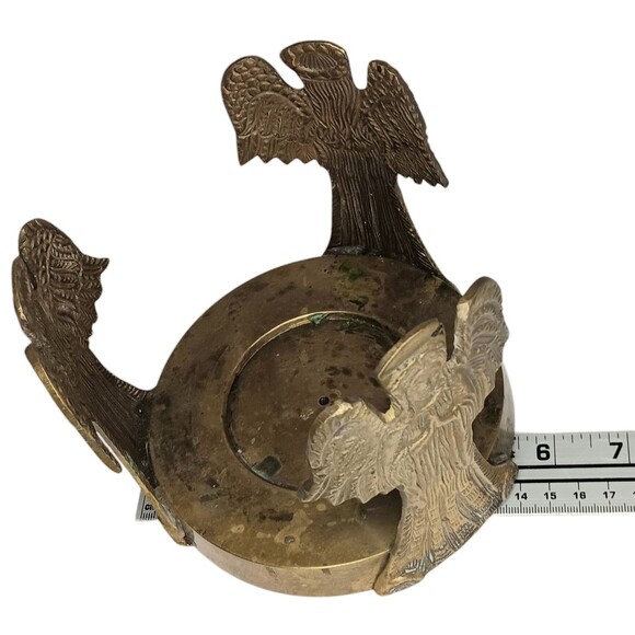 Vintage Brass 3 Angel Pillar Candle Holder Round 5"x5.5" Christmas Easter Decor - Picture 7 of 12